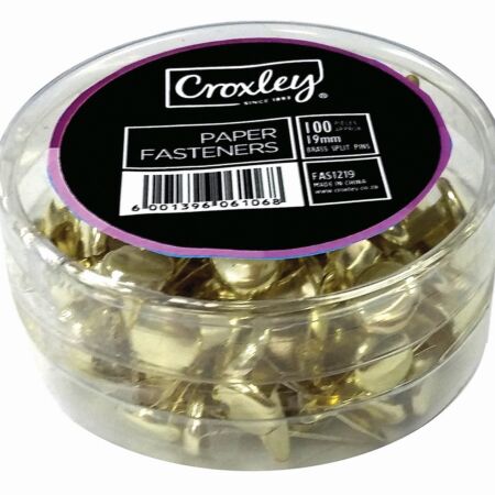 image | 256b7418f33f91a807fb33ed6fe09286 | CROXLEY 19mm Paper Fasteners Pack of 100's | Croxley SA