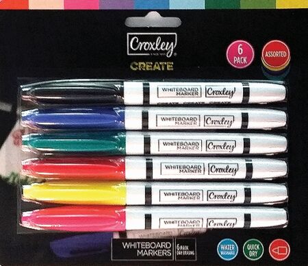 image | 2a32b07857fd9efaba52dc6e1e919b52 | CROXLEY CREATE Whiteboard Markers pack of 6 Assorted Colours | Croxley SA