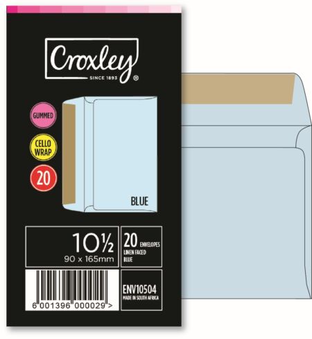 image | 403c75862c27d1652bd181ec9b980d70 | CROXLEY JD 10 and a Half Linen Faced Blue Gummed Envelopes | Croxley SA