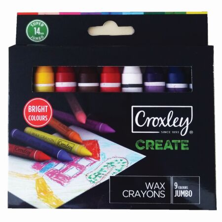 image | 4bad8ae0a41d207d953a5b67cfd55bdc | CROXLEY CREATE 14mm Jumbo Wax Crayons Box of 9 Assorted Colo | Croxley SA