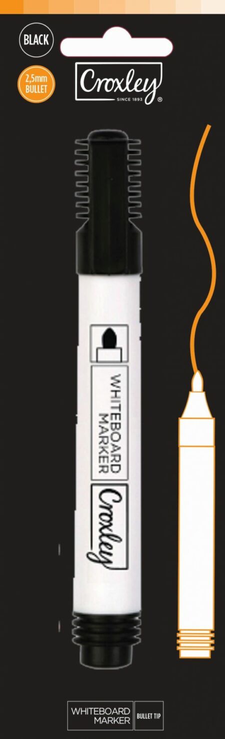 image | 56569f2a352b611af510d9d4cd35e375 scaled | CROXLEY White Board Marker - Black Bullet Tip (Carded) | Croxley SA