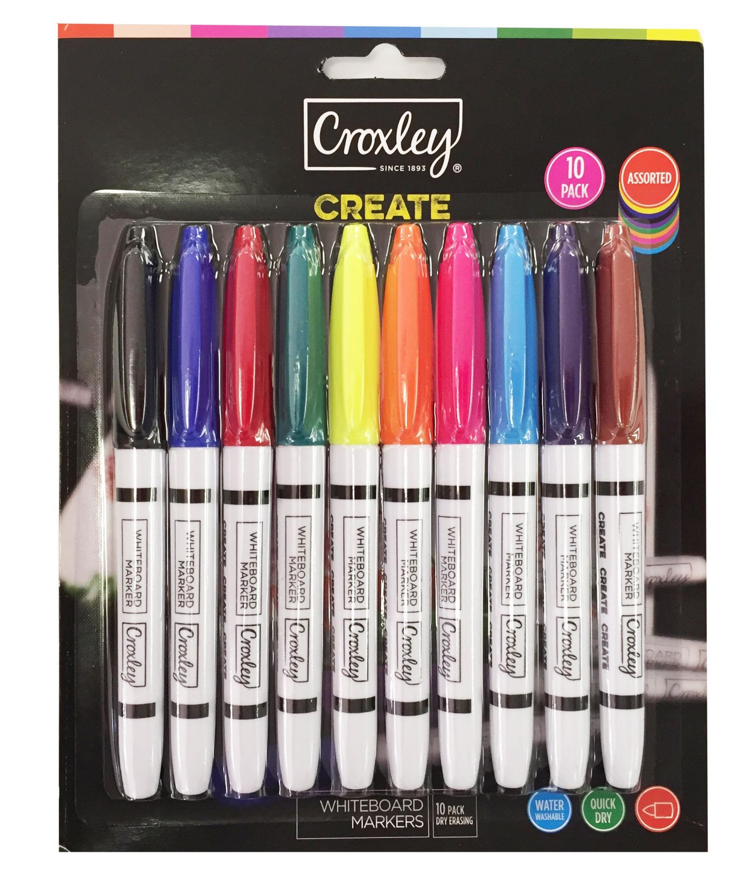CROXLEY CREATE Whiteboard Markers Pack of 10 Assorted Colour Croxley SA
