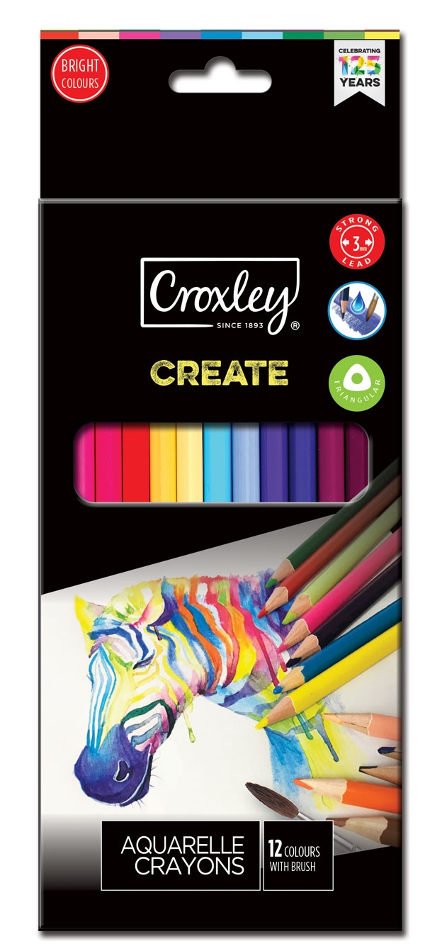 image | 96fcf2281dc0b67889b285bfa07015b5 | CROXLEY CREATE Aquarelle Crayons (Wallet of 12 Assorted Colo | Croxley SA