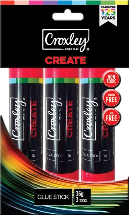 image | ac0ade0c30f91f9f56a058cf5a4b1862 e1666359823955 | CROXLEY CREATE 36g Glue Stick Flow Bag X 3 Glue Sticks | Croxley SA