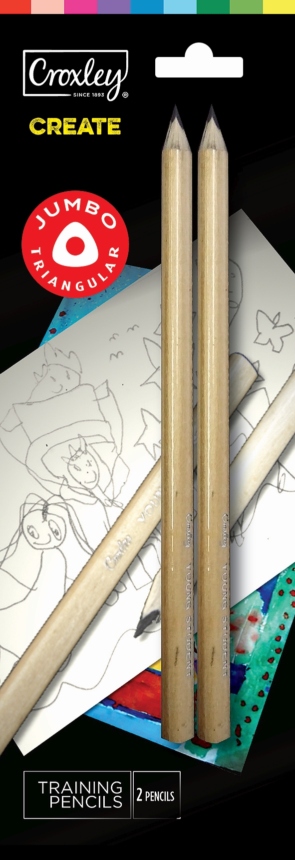 CROXLEY CREATE Training Pencil 4B 2 Pack Carded Croxley SA